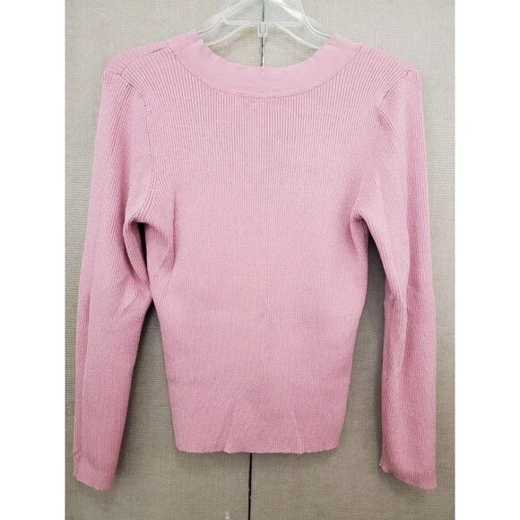 Planet Gold Juniors Ribbed Knit Lace up Long Sleeve Top Size XL - Picture 5 of 5